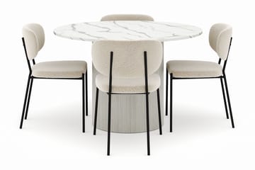 Uppveda Rundt Spisebord 120 cm med 4 Gemmiano Stoler - Hvit - Møbler - Bord - Spisegruppe