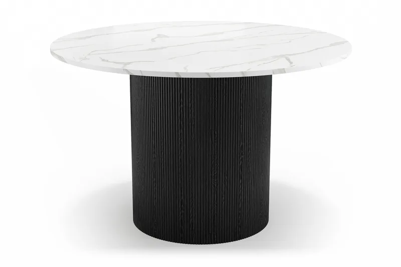 Uppveda Rundt Spisebord 120 cm med 4 Gemmiano Stoler - Svart/Hvit - Møbler - Bord - Spisegruppe