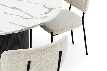 Uppveda Rundt Spisebord 120 cm med 4 Gemmiano Stoler - Svart/Hvit - Møbler - Bord - Spisegruppe