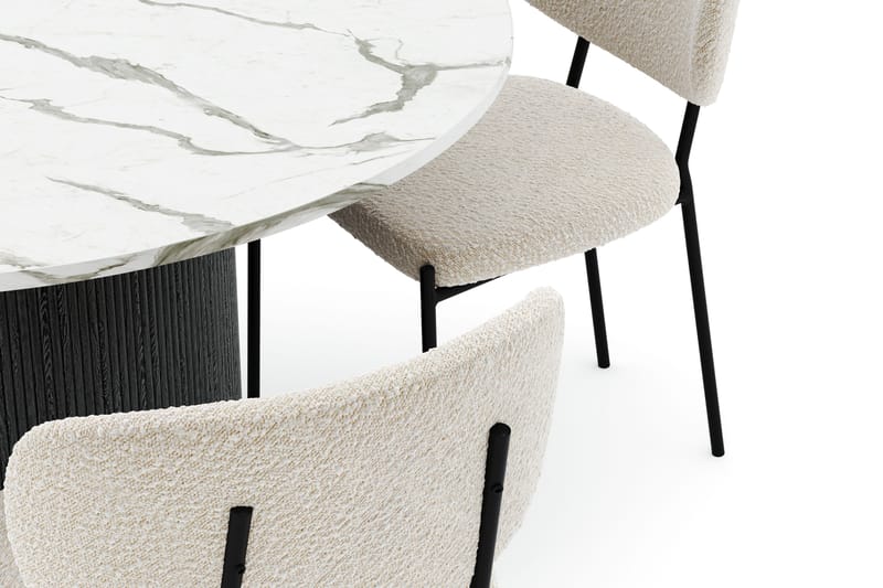 Uppveda Rundt Spisebord 120 cm med 4 Gemmiano Stoler - Svart/Hvit - Møbler - Bord - Spisegruppe