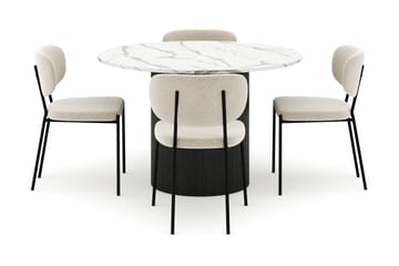 Uppveda Rundt Spisebord 120 cm med 4 Gemmiano Stoler - Svart/Hvit - Møbler - Bord - Spisegruppe