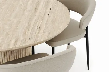 Uppveda Rundt Spisebord 120 cm med 4 Sawako Stoler - Beige - Møbler - Bord - Spisegruppe