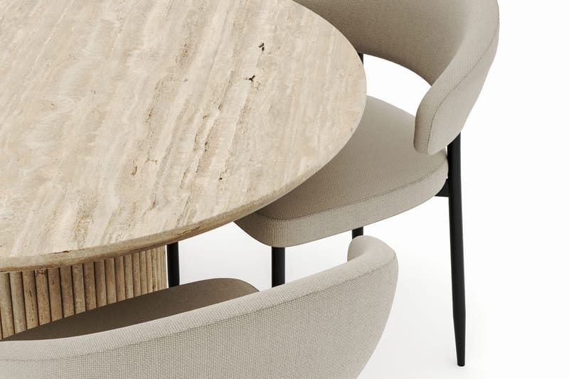 Uppveda Rundt Spisebord 120 cm med 4 Sawako Stoler - Beige - Møbler - Bord - Spisegruppe