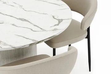 Uppveda Rundt Spisebord 120 cm med 4 Sawako Stoler - Hvit - Møbler - Bord - Spisegruppe