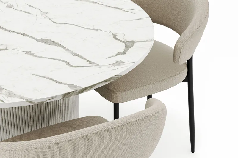 Uppveda Rundt Spisebord 120 cm med 4 Sawako Stoler - Hvit - Møbler - Bord - Spisegruppe