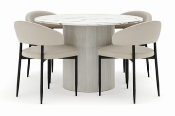 Uppveda Rundt Spisebord 120 cm med 4 Sawako Stoler