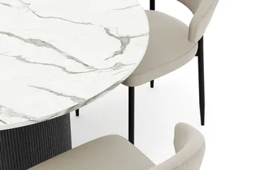 Uppveda Rundt Spisebord 120 cm med 4 Sawako Stoler - Svart/Hvit - Møbler - Bord - Spisegruppe