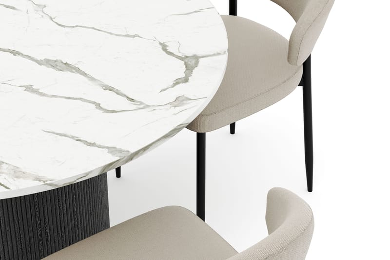 Uppveda Rundt Spisebord 120 cm med 4 Sawako Stoler - Svart/Hvit - Møbler - Bord - Spisegruppe