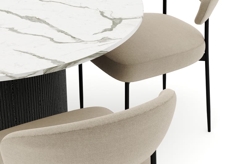 Uppveda Rundt Spisebord 120 cm med 4 Sawako Stoler - Svart/Hvit - Møbler - Bord - Spisegruppe