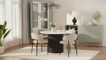 Uppveda Rundt Spisebord 120 cm med 4 Sawako Stoler - Svart/Hvit - Møbler - Bord - Spisegruppe