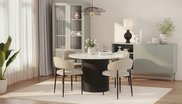 Uppveda Rundt Spisebord 120 cm med 4 Sawako Stoler - Svart/Hvit - Møbler - Bord - Spisegruppe
