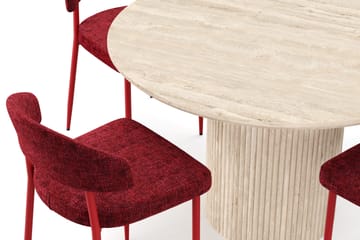 Uppveda Rundt Spisebord 120 cm med travertin-look med 4 stk Jairam Spisestoler - Beige - Møbler - Bord - Spisegruppe