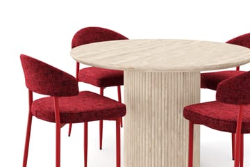 Uppveda Rundt Spisebord 120 cm med travertin-look med 4 stk Jairam Spisestoler - Beige - Møbler - Bord - Spisegruppe