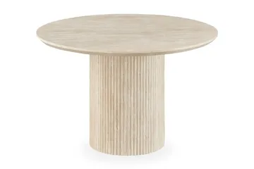 Uppveda Rundt Spisebord 120 cm Travertin med 4 Reciclar Spisestoler - Travertin/Greige - Møbler - Bord - Spisegruppe