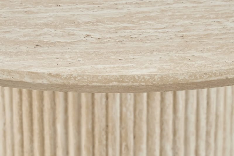 Uppveda Rundt Spisebord 120 cm Travertin med 4 Reciclar Spisestoler - Travertin/Greige - Møbler - Bord - Spisegruppe