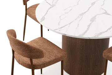 Uppveda Spisebord 120 cm Rund med 4 stk Jairam Matstkolar - Brun - Møbler - Bord - Spisegruppe