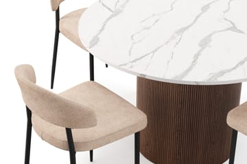 Uppveda Spisebord 120 cm Rund med 4 stk Jairam Matstkolar - Brun - Møbler - Bord - Spisegruppe