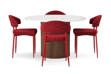 Uppveda Spisebord 120 cm Rund med 4 stk Jairam Matstkolar - Brun - Møbler - Bord - Spisegruppe