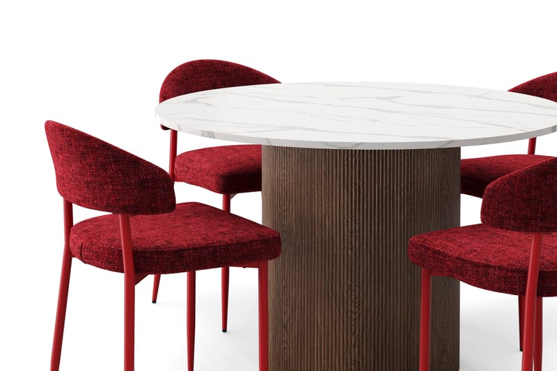 Uppveda Spisebord 120 cm Rund med 4 stk Jairam Matstkolar - Brun - Møbler - Bord - Spisegruppe