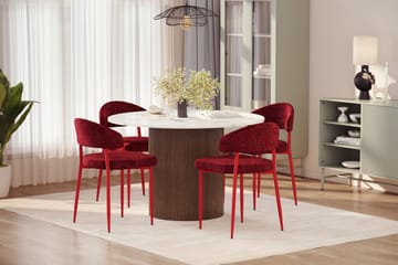 Uppveda Spisebord 120 cm Rund med 4 stk Jairam Matstkolar - Brun - Møbler - Bord - Spisegruppe