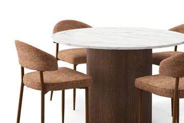 Uppveda Spisebord 120 cm Rund med 4 stk Jairam Matstkolar - Brun - Møbler - Bord - Spisegruppe