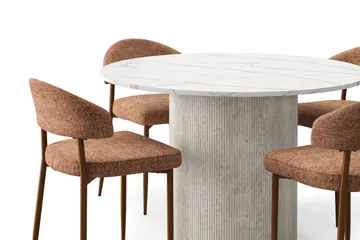 Uppveda Spisebord 120 cm Rund med 4 stk Jairam Matstkolar - Hvit - Møbler - Bord - Spisegruppe