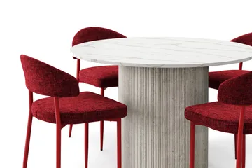 Uppveda Spisebord 120 cm Rund med 4 stk Jairam Matstkolar - Hvit - Møbler - Bord - Spisegruppe