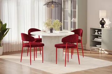 Uppveda Spisebord 120 cm Rund med 4 stk Jairam Matstkolar - Hvit - Møbler - Bord - Spisegruppe