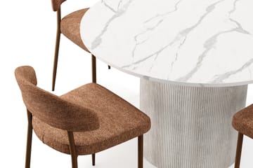 Uppveda Spisebord 120 cm Rund med 4 stk Jairam Matstkolar - Hvit - Møbler - Bord - Spisegruppe