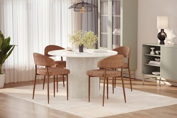 Uppveda Spisebord 120 cm Rund med 4 stk Jairam Matstkolar - Hvit - Møbler - Bord - Spisegruppe