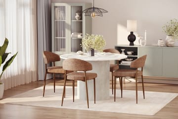Uppveda Spisebord 120 cm Rund med 4 stk Jairam Matstkolar - Hvit - Møbler - Bord - Spisegruppe