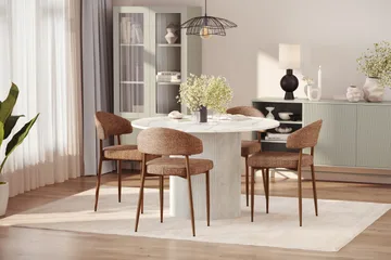 Uppveda Spisebord 120 cm Rund med 4 stk Jairam Matstkolar - Hvit - Møbler - Bord - Spisegruppe
