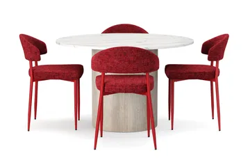 Uppveda Spisebord 120 cm Rund med 4 stk Jairam Matstkolar - Hvit - Møbler - Bord - Spisegruppe