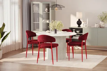 Uppveda Spisebord 120 cm Rund med 4 stk Jairam Matstkolar - Hvit - Møbler - Bord - Spisegruppe