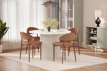Uppveda Spisebord 120 cm Rund med 4 stk Jairam Matstkolar - Hvit - Møbler - Bord - Spisegruppe
