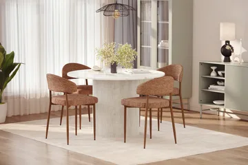 Uppveda Spisebord 120 cm Rund med 4 stk Jairam Matstkolar - Hvit - Møbler - Bord - Spisegruppe