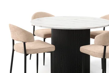 Uppveda Spisebord 120 cm Rund med 4 stk Jairam Matstkolar - Svart/Hvit - Møbler - Bord - Spisegruppe