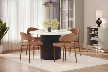 Uppveda Spisebord 120 cm Rund med 4 stk Jairam Matstkolar - Svart/Hvit - Møbler - Bord - Spisegruppe