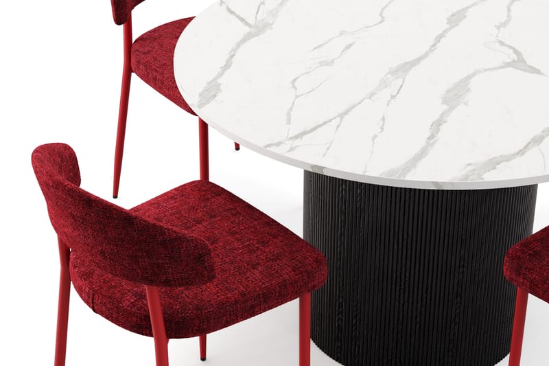 Uppveda Spisebord 120 cm Rund med 4 stk Jairam Matstkolar - Svart/Hvit - Møbler - Bord - Spisegruppe