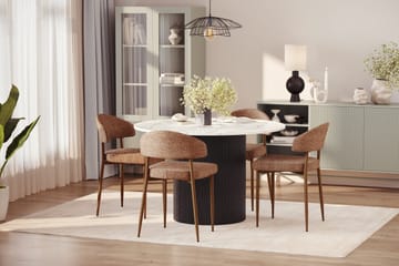 Uppveda Spisebord 120 cm Rund med 4 stk Jairam Matstkolar - Svart/Hvit - Møbler - Bord - Spisegruppe