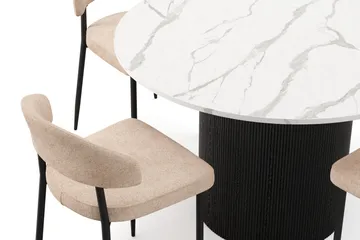 Uppveda Spisebord 120 cm Rund med 4 stk Jairam Matstkolar - Svart/Hvit - Møbler - Bord - Spisegruppe