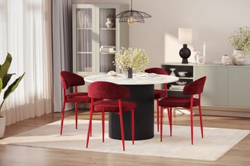 Uppveda Spisebord 120 cm Rund med 4 stk Jairam Matstkolar - Svart/Hvit - Møbler - Bord - Spisegruppe