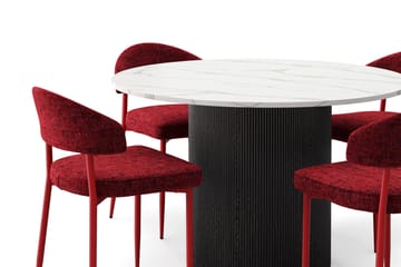 Uppveda Spisebord 120 cm Rund med 4 stk Jairam Matstkolar - Svart/Hvit - Møbler - Bord - Spisegruppe