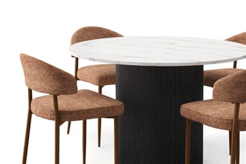 Uppveda Spisebord 120 cm Rund med 4 stk Jairam Matstkolar - Svart/Hvit - Møbler - Bord - Spisegruppe