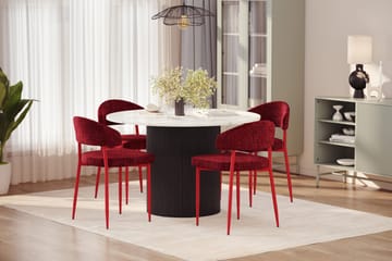 Uppveda Spisebord 120 cm Rund med 4 stk Jairam Matstkolar - Svart/Hvit - Møbler - Bord - Spisegruppe