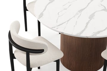 Uppveda Spisebord 120 cm Rund med 4 stk Jaiveer Matstkolar - Brun - Møbler - Bord - Spisegruppe