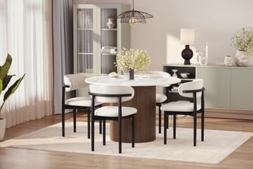 Uppveda Spisebord 120 cm Rund med 4 stk Jaiveer Matstkolar - Brun - Møbler - Bord - Spisegruppe