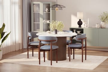 Uppveda Spisebord 120 cm Rund med 4 stk Jaiveer Matstkolar - Brun - Møbler - Bord - Spisegruppe