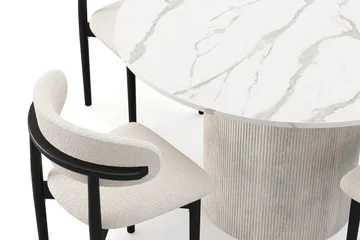 Uppveda Spisebord 120 cm Rund med 4 stk Jaiveer Matstkolar - Hvit - Møbler - Bord - Spisegruppe