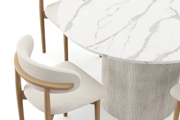 Uppveda Spisebord 120 cm Rund med 4 stk Jaiveer Matstkolar - Hvit - Møbler - Bord - Spisegruppe